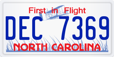 NC license plate DEC7369