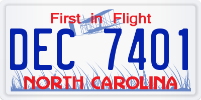NC license plate DEC7401