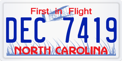 NC license plate DEC7419