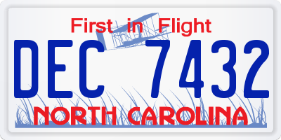 NC license plate DEC7432
