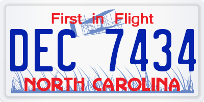 NC license plate DEC7434