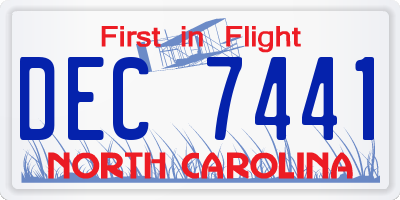 NC license plate DEC7441