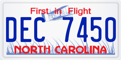 NC license plate DEC7450