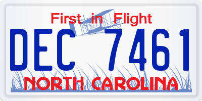 NC license plate DEC7461