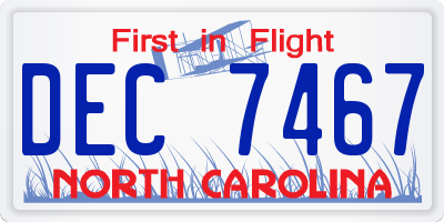 NC license plate DEC7467