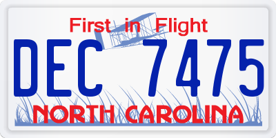 NC license plate DEC7475