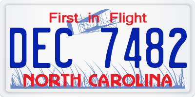 NC license plate DEC7482