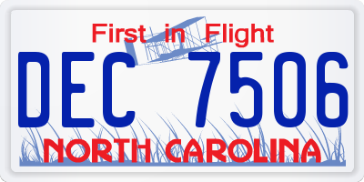 NC license plate DEC7506