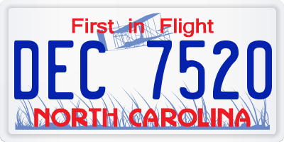 NC license plate DEC7520