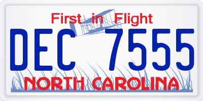 NC license plate DEC7555