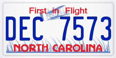 NC license plate DEC7573