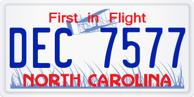 NC license plate DEC7577