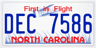 NC license plate DEC7586