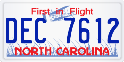 NC license plate DEC7612