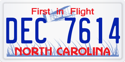 NC license plate DEC7614