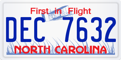 NC license plate DEC7632