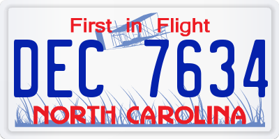 NC license plate DEC7634