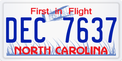 NC license plate DEC7637