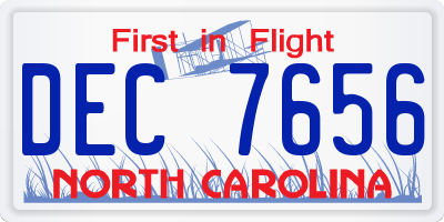 NC license plate DEC7656