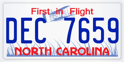 NC license plate DEC7659