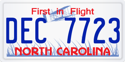 NC license plate DEC7723