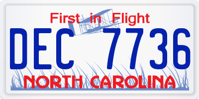 NC license plate DEC7736