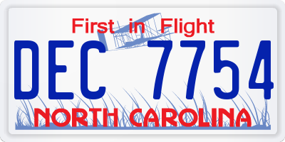 NC license plate DEC7754