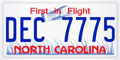NC license plate DEC7775