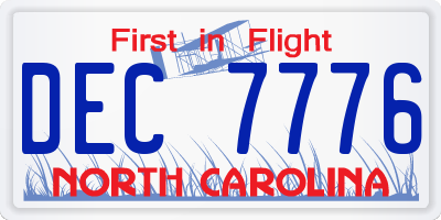 NC license plate DEC7776
