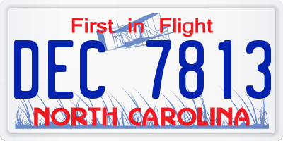 NC license plate DEC7813