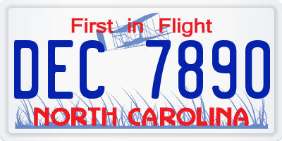NC license plate DEC7890