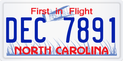 NC license plate DEC7891