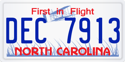 NC license plate DEC7913