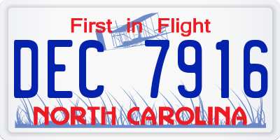 NC license plate DEC7916