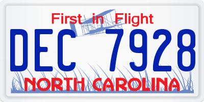 NC license plate DEC7928