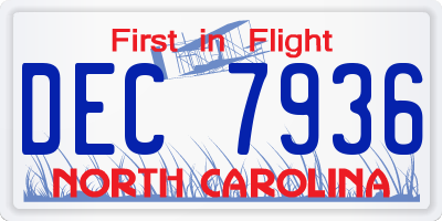 NC license plate DEC7936