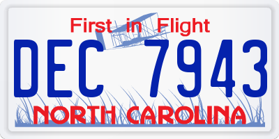 NC license plate DEC7943