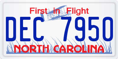 NC license plate DEC7950