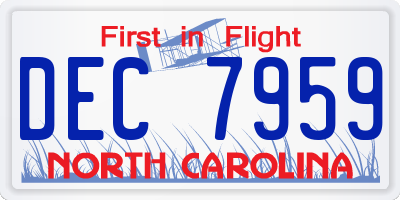 NC license plate DEC7959