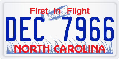 NC license plate DEC7966