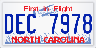 NC license plate DEC7978