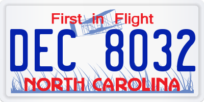 NC license plate DEC8032