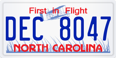 NC license plate DEC8047