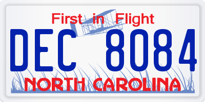 NC license plate DEC8084