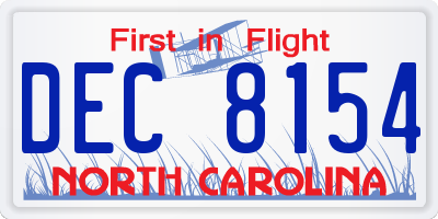 NC license plate DEC8154
