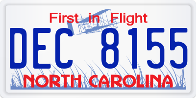 NC license plate DEC8155