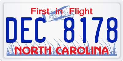 NC license plate DEC8178