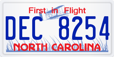NC license plate DEC8254