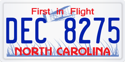 NC license plate DEC8275