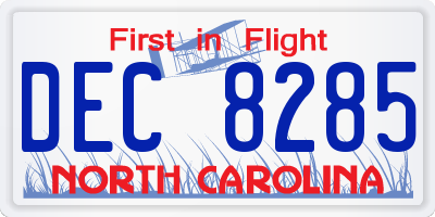 NC license plate DEC8285